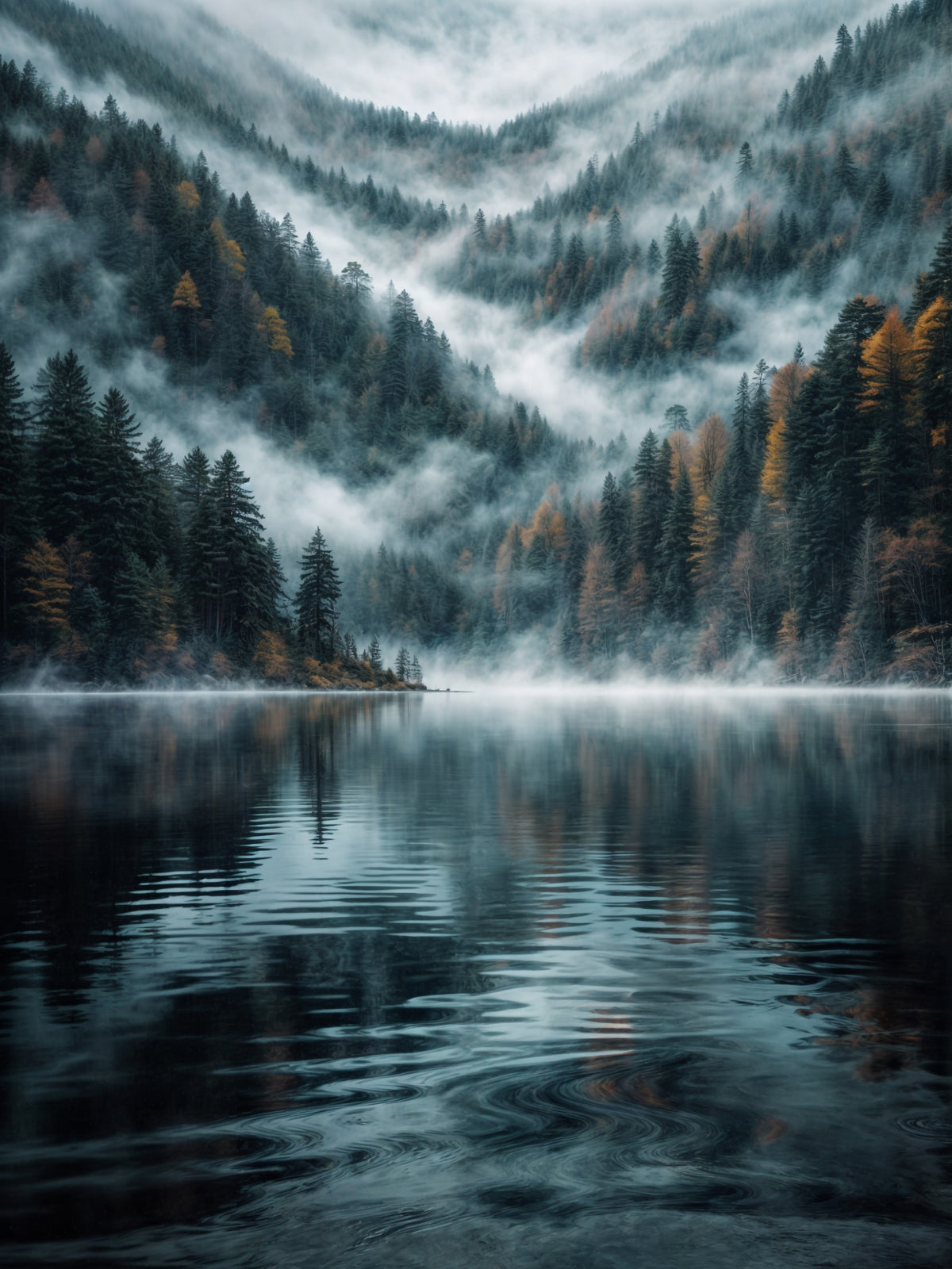 Mystic Lake Reflections Wall Mural in your room