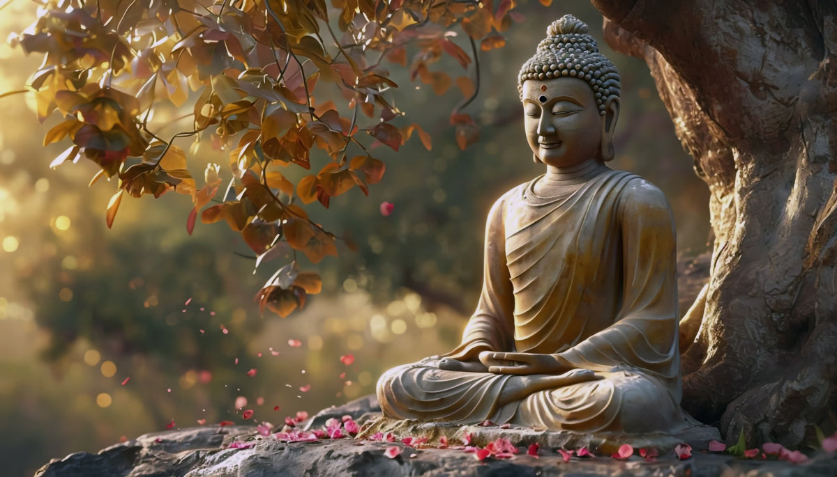 Zen Garden Buddha Wall Mural in your room — zoomed