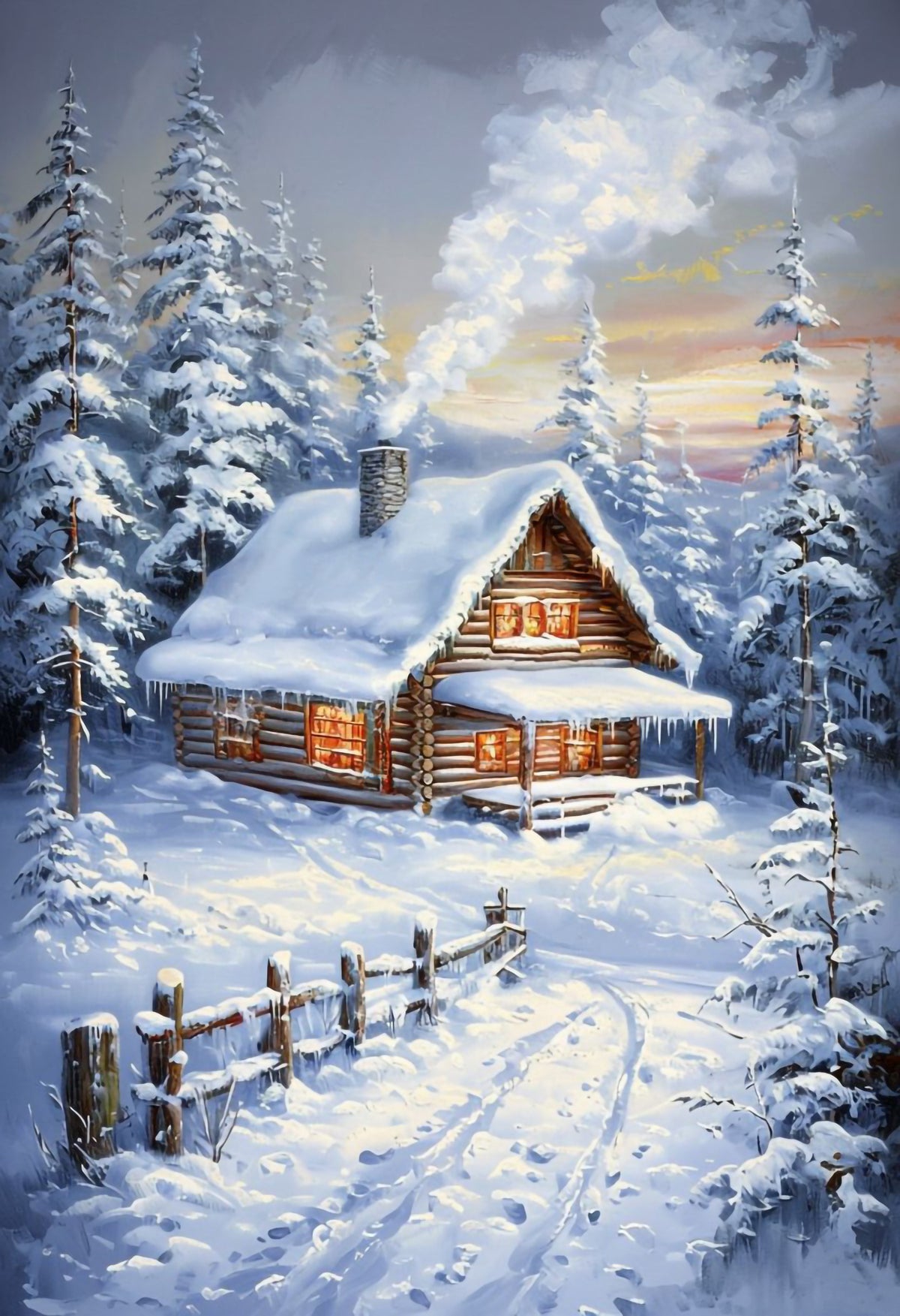 Winter Cabin Retreat Wall Mural