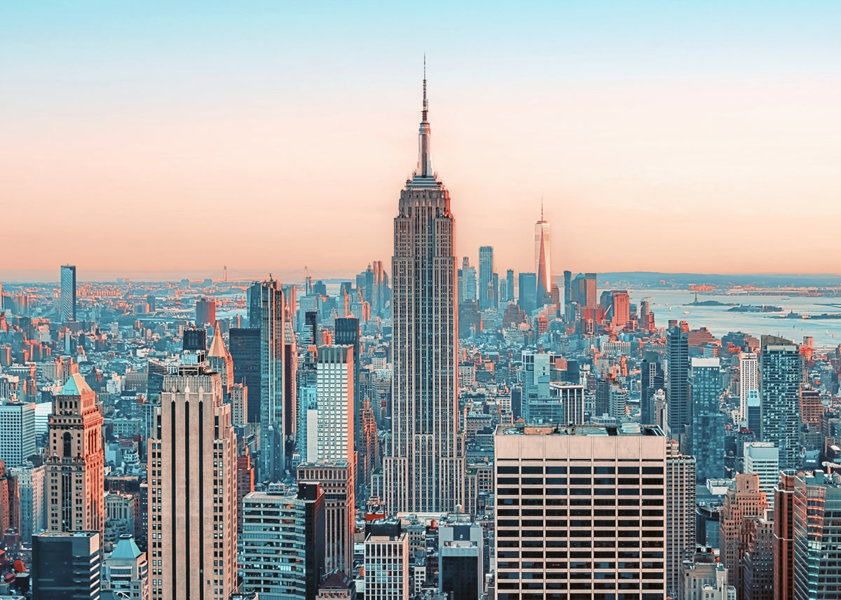 NYC Sunrise Skyline Wall Mural in your room