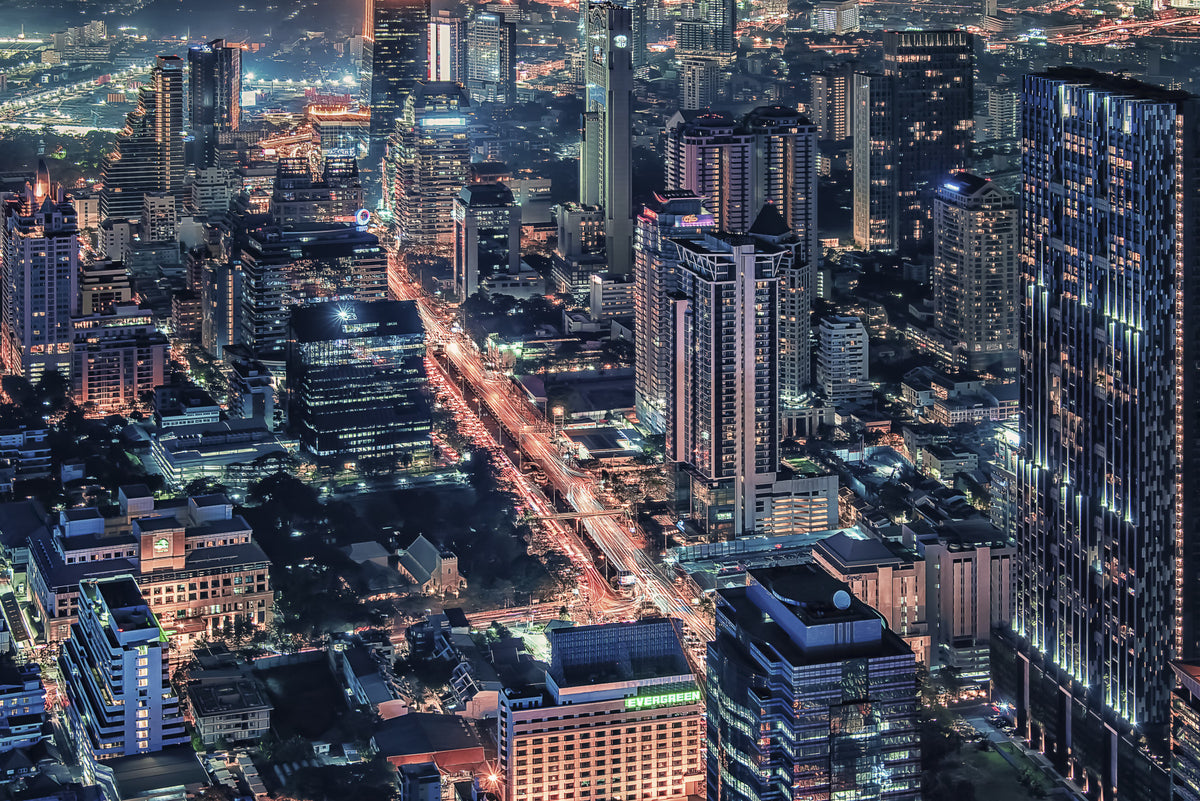 Cityscape Night Wall Mural in your room — zoomed