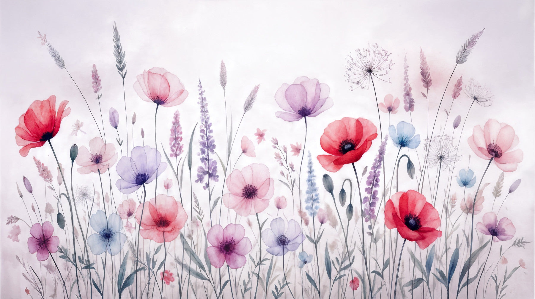 Watercolor Bloomscape Wall Mural