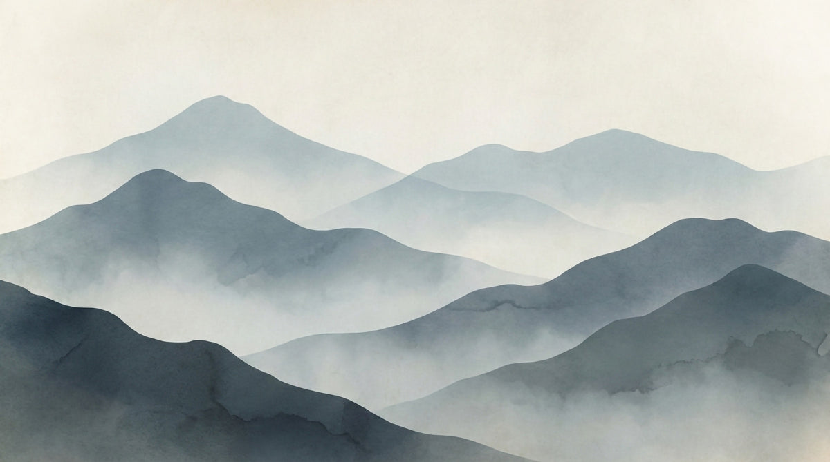 Misty Mountain Haze Wall Mural in your room — zoomed