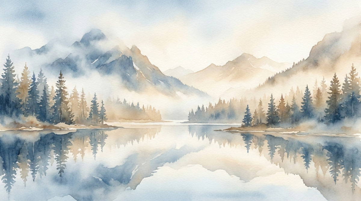 Misty Peaks Wall Mural in your room — zoomed