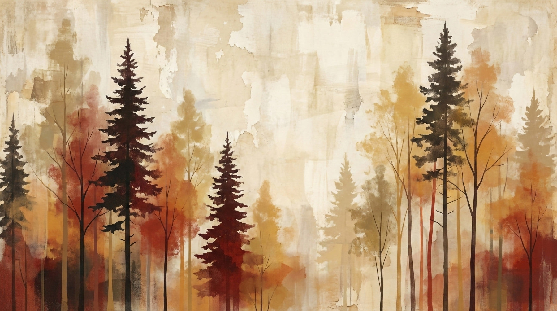 Autumnal Forest Haze Wall Mural in your room — zoomed