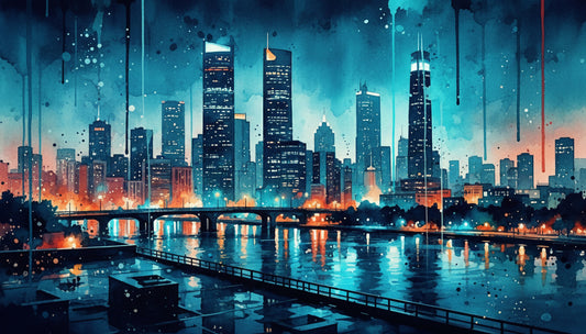 Watercolor Cityscape Wall Mural