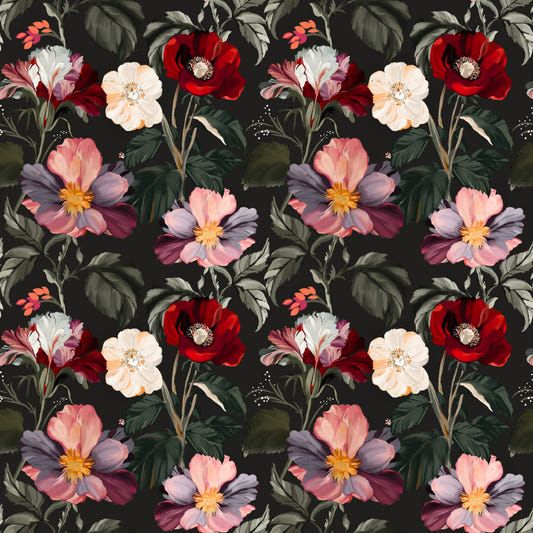 Dark Romance Floral Pattern Wallpaper⁠