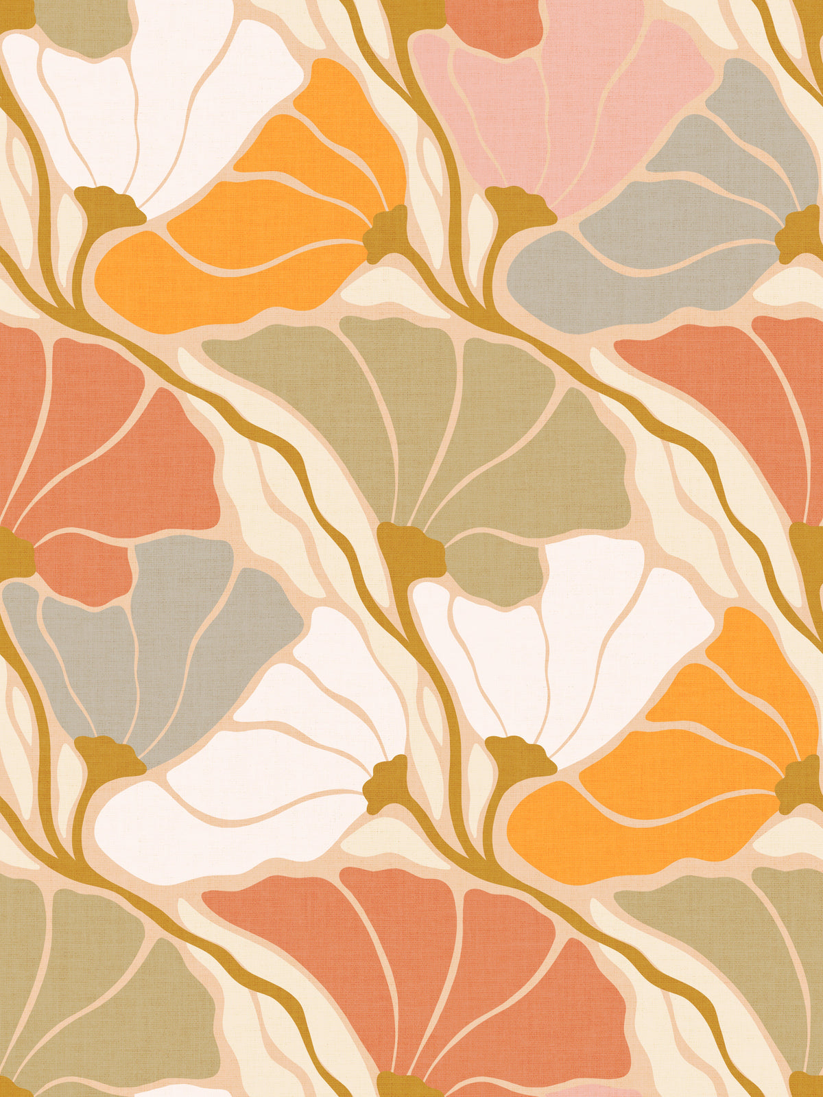 Art Nouveau Botanica Fan Flow - Cosy Blooms Wallpaper⁠ in your room — zoomed