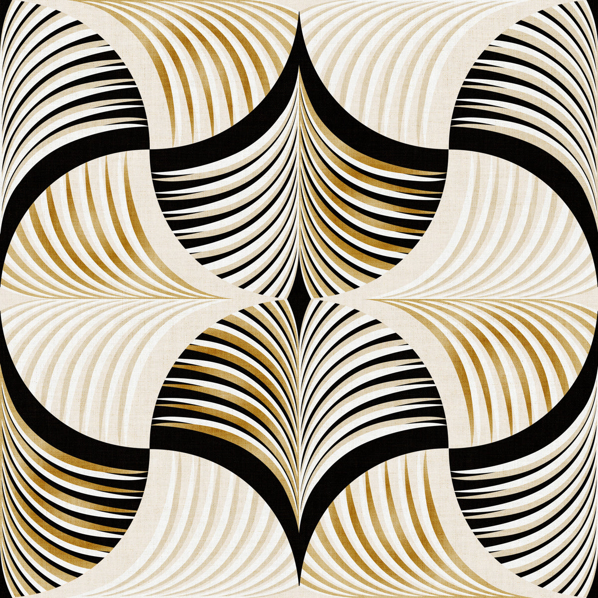 Art Deco Botanical Palm Fan Gold and Black Wallpaper⁠ in your room — zoomed