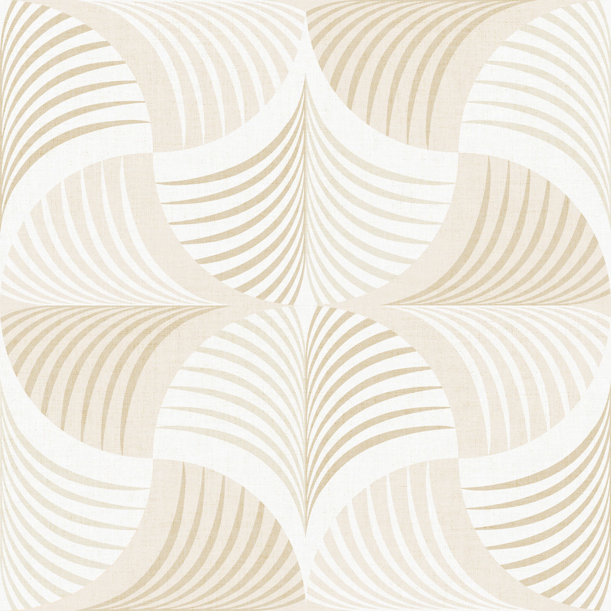 Art Deco Botanical Palm Fan - Soft White Beige Wallpaper⁠ in your room — zoomed