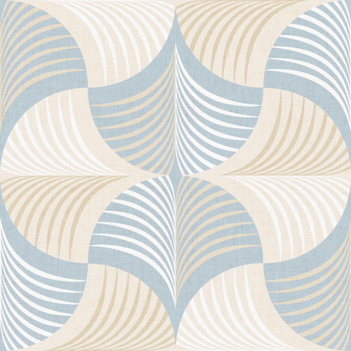 Art Deco Botanical Palm Fan –  White Beige Blue Wallpaper⁠ in your room