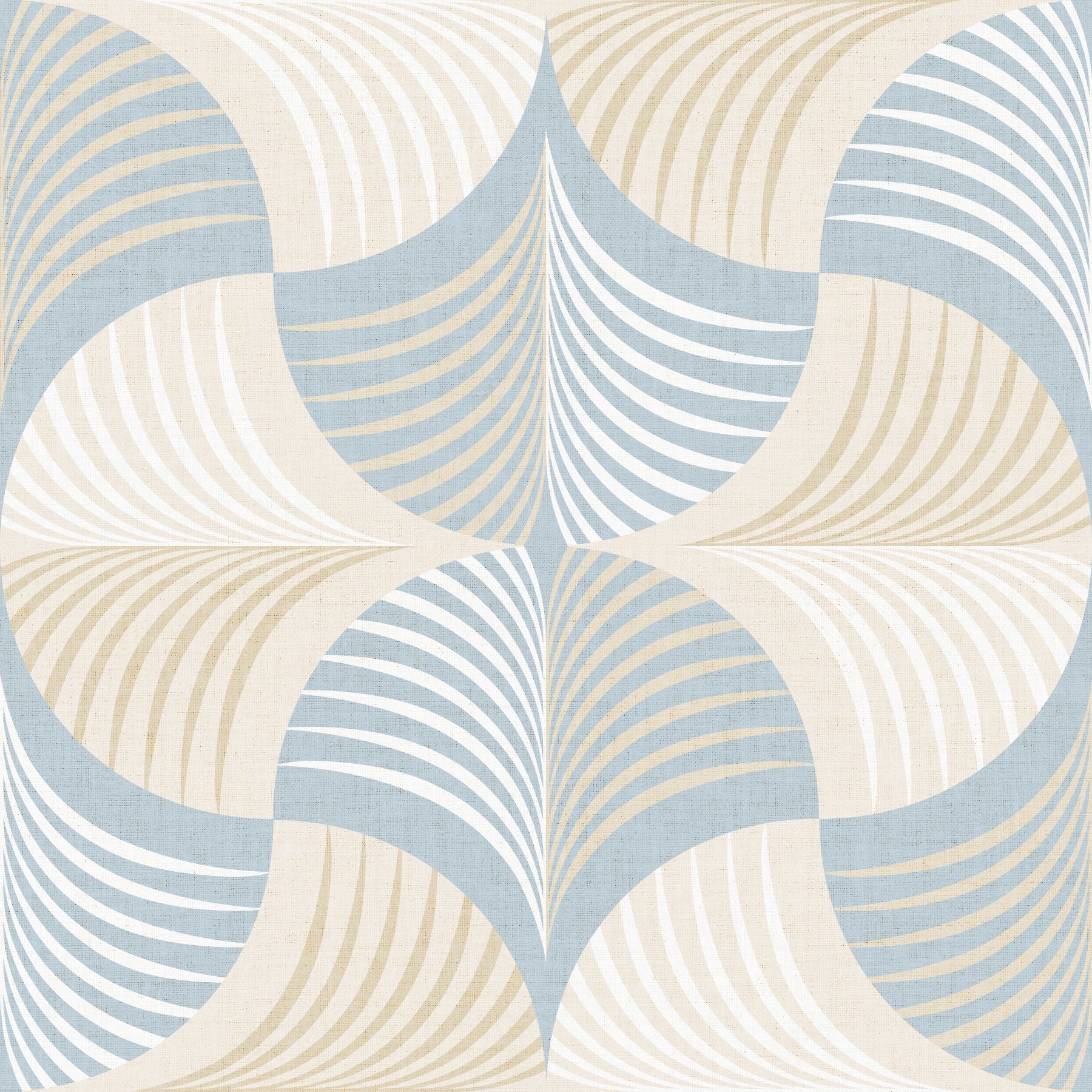 Art Deco Botanical Palm Fan –  White Beige Blue Wallpaper⁠