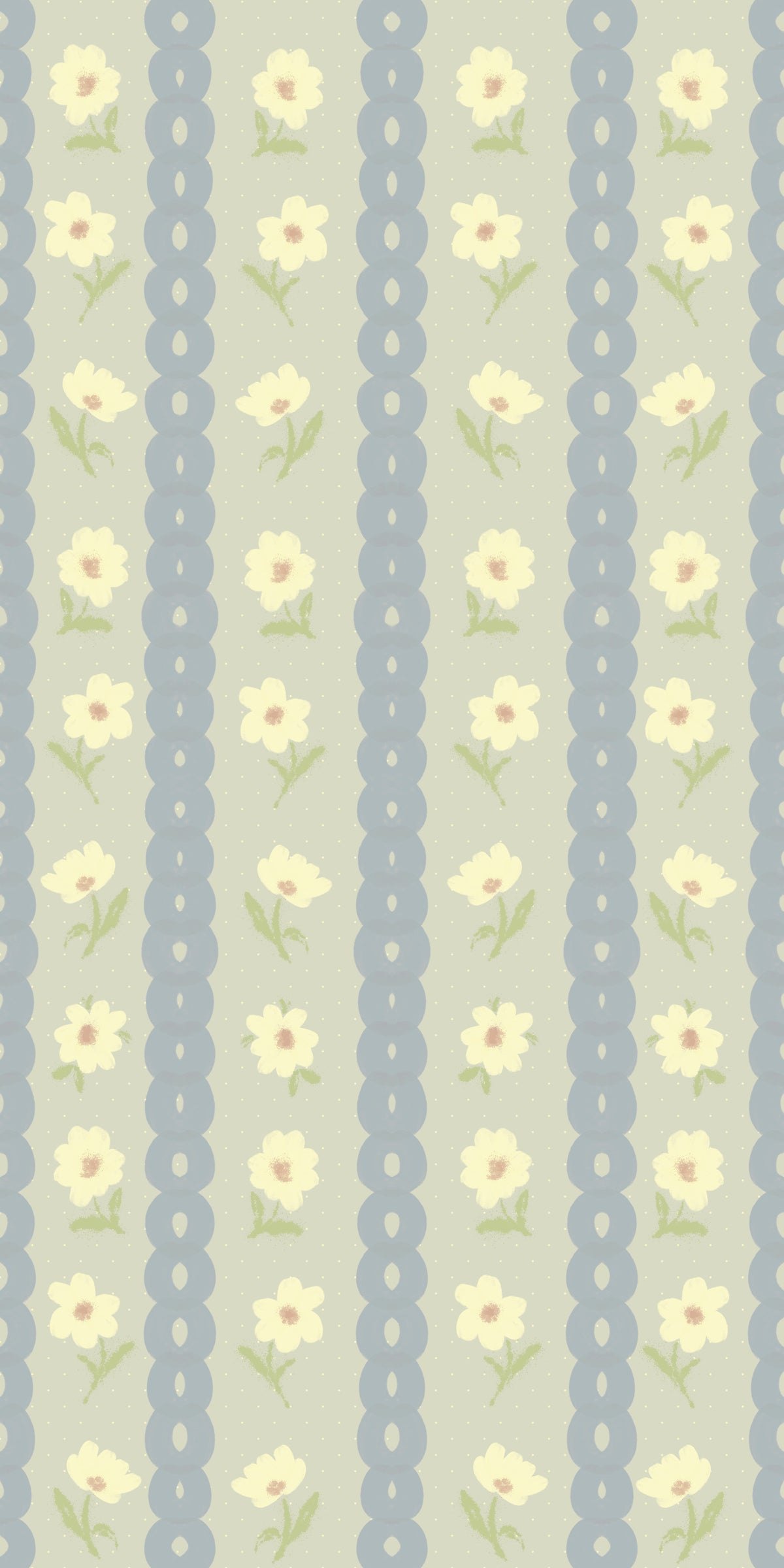 Soft Daisy Stripes Wallpaper⁠ in your room — zoomed