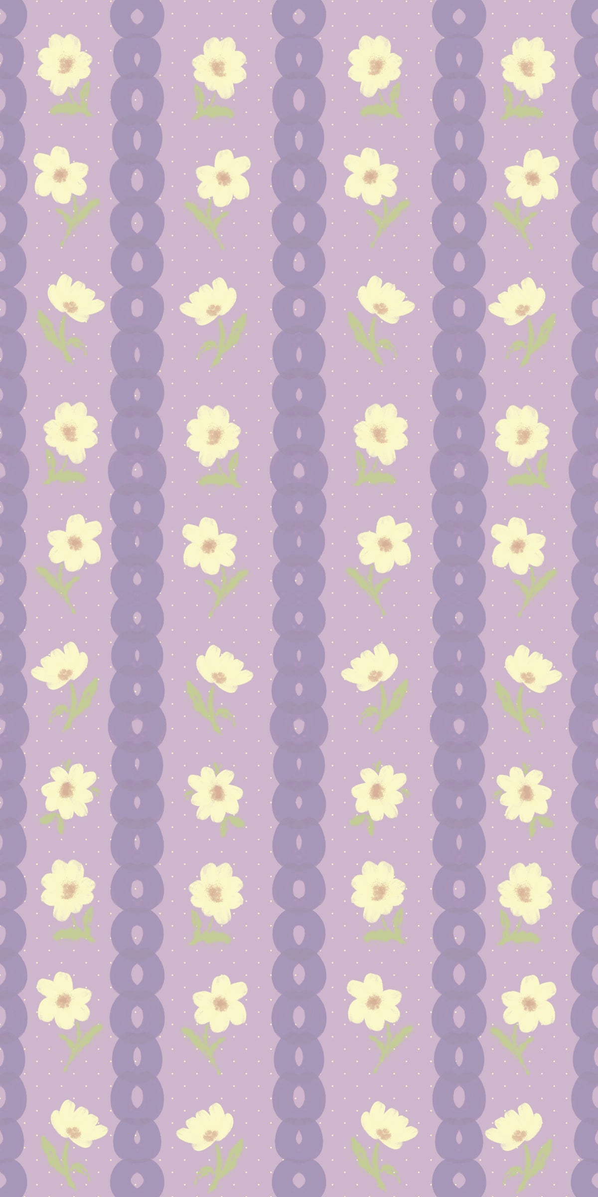 Floral Lavender Stripe Wallpaper⁠ in your room — zoomed