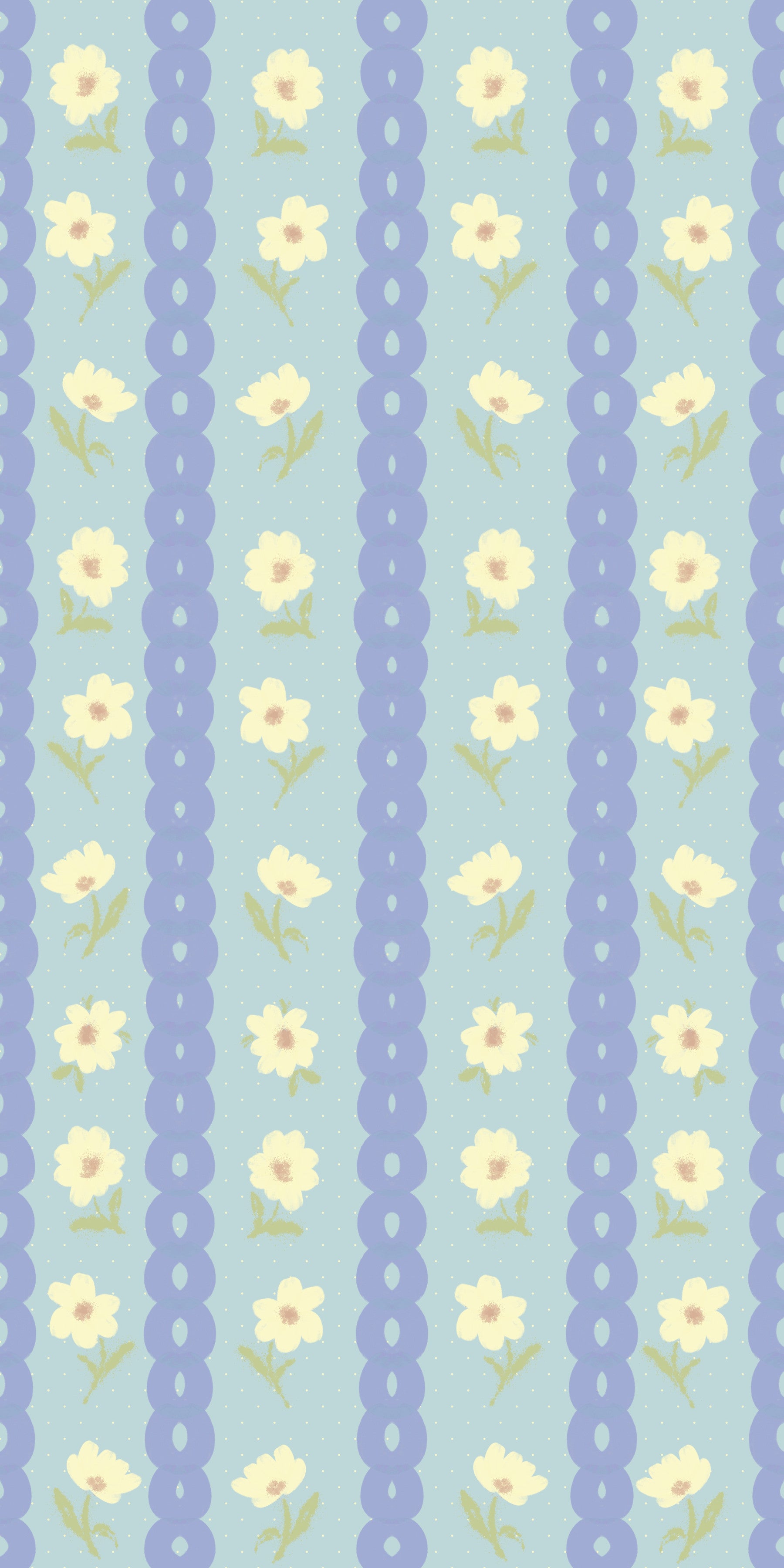 Blue Bloom Stripes Wallpaper⁠
