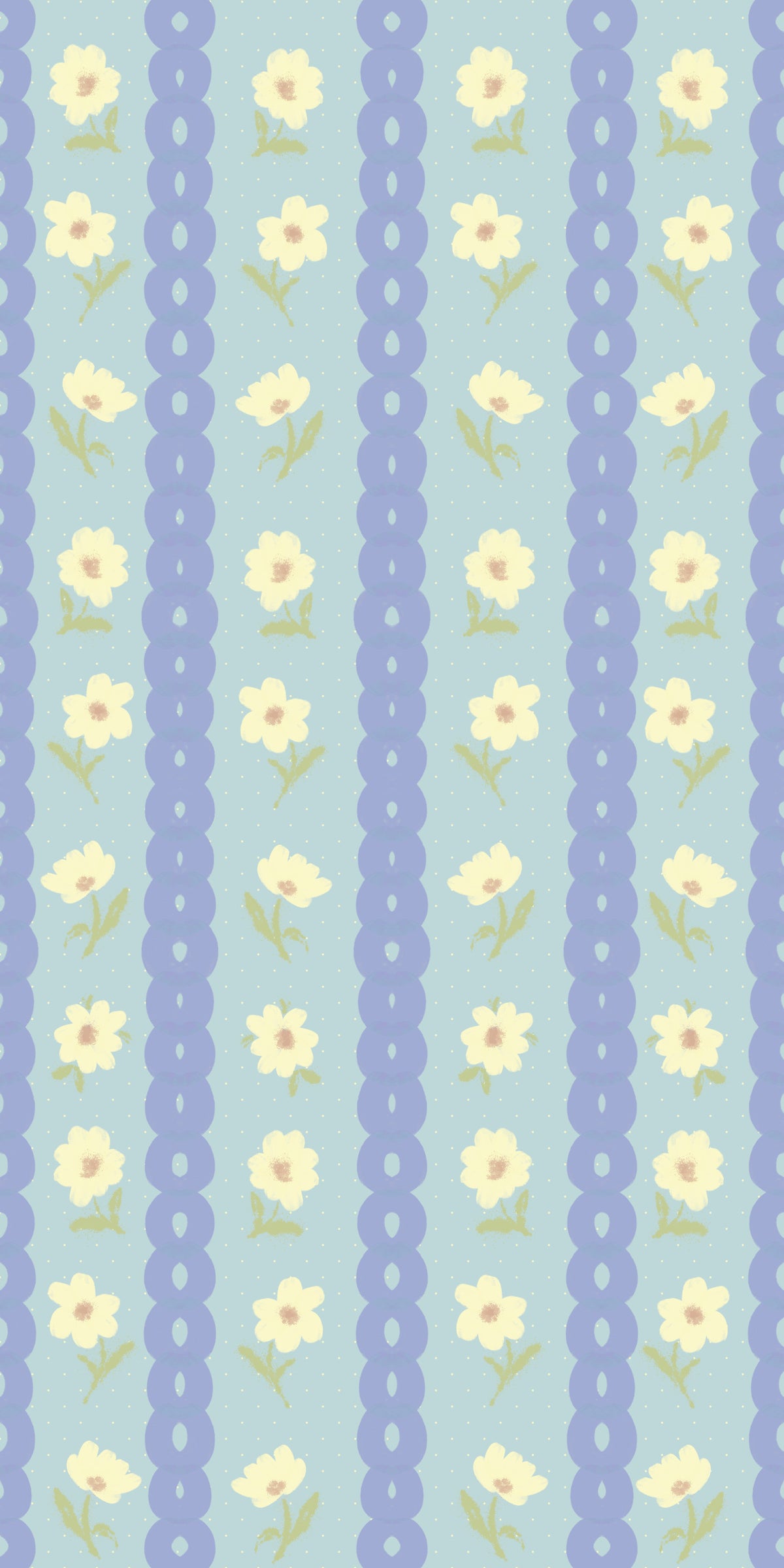 Blue Bloom Stripes Wallpaper⁠ in your room — zoomed