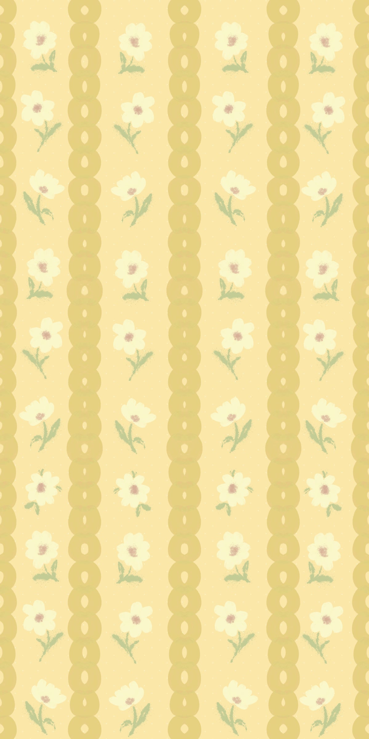 Retro Daisy Chains Wallpaper⁠ in your room — zoomed