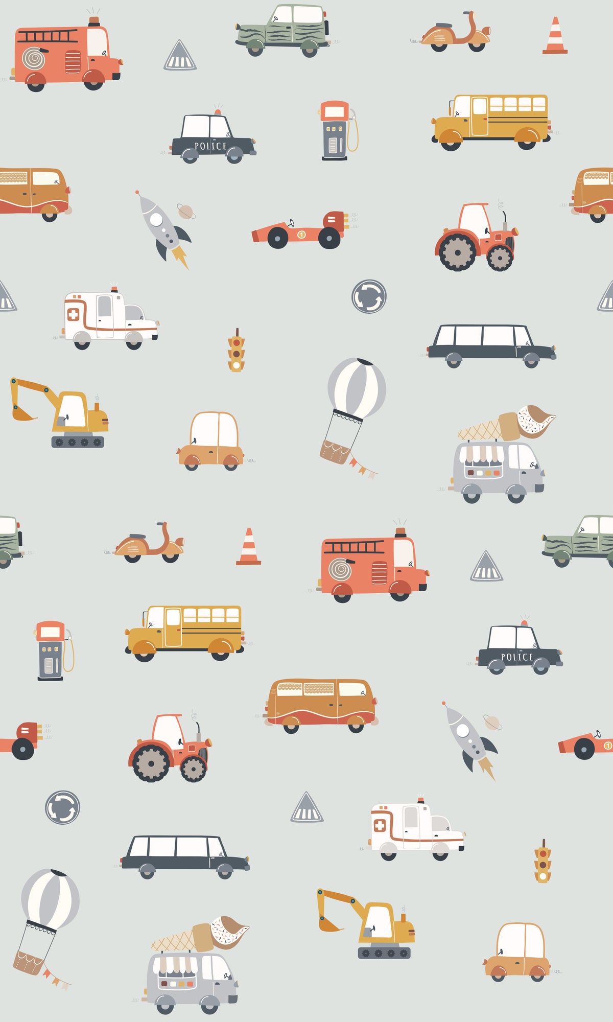 Little Transports in blue Wallpaper⁠ in your room — zoomed