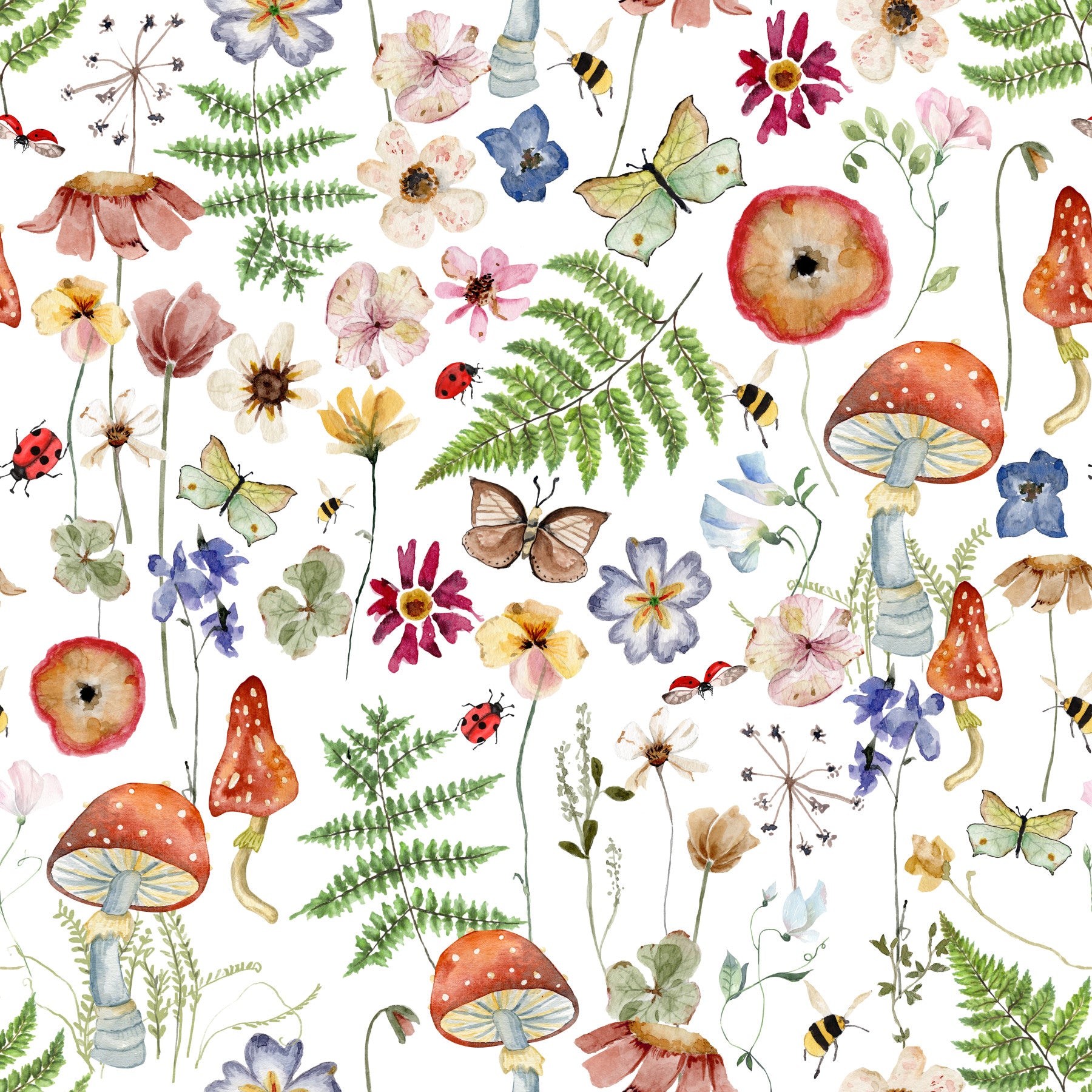 Whimsical Watercolor Meadow By Uta Naumann Wallpaper⁠