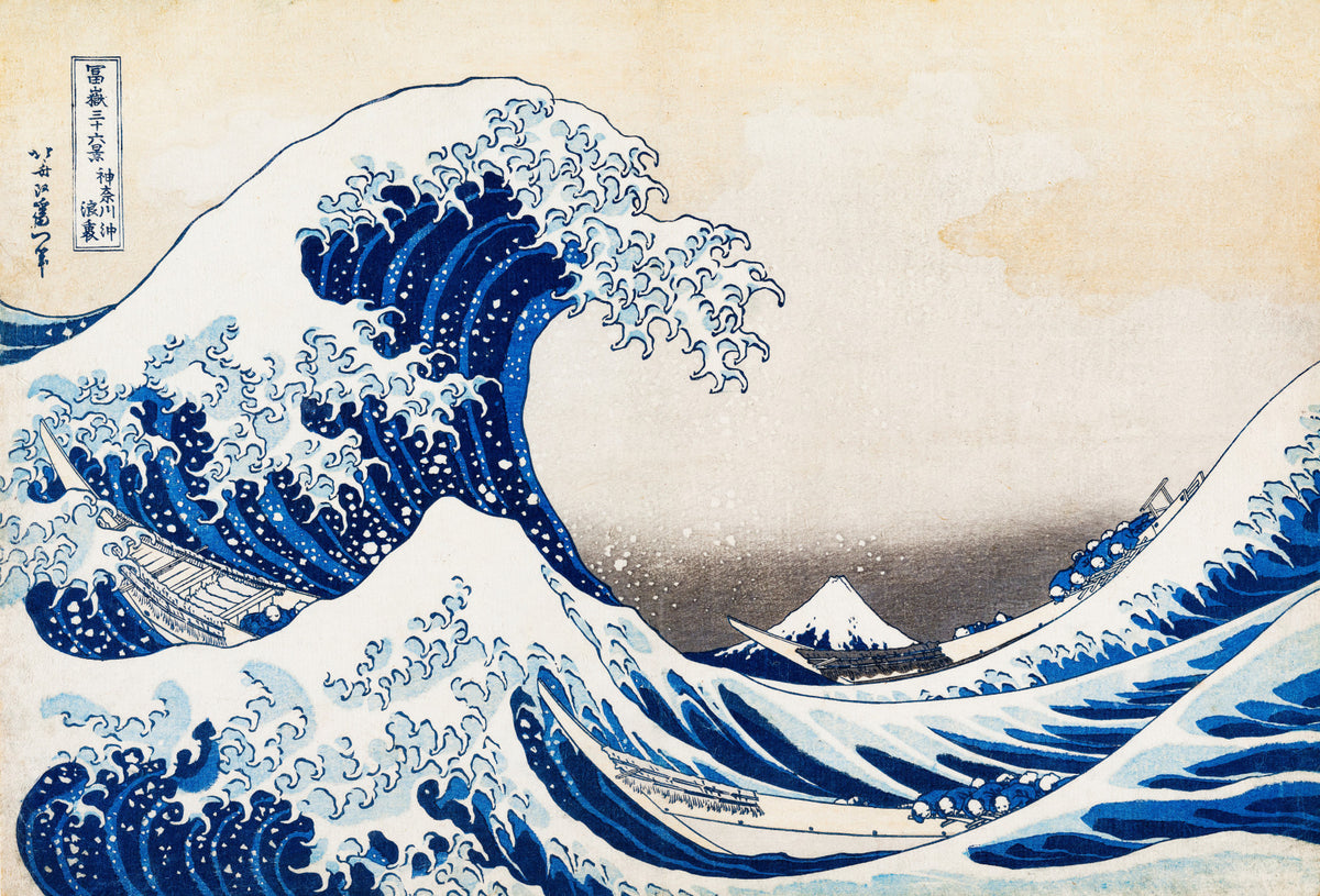 Katsushika Hokusai's The Great Wave off Kanagawa Wall Mural in your room — zoomed