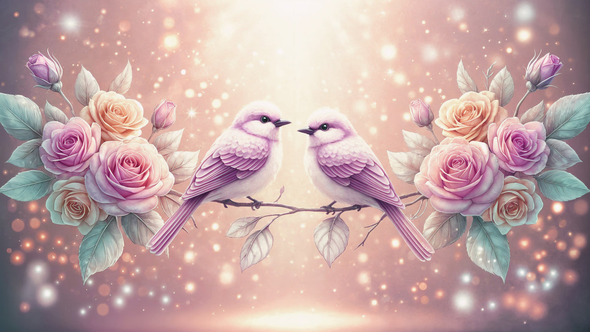 Rose & Songbirds Wall Mural in your room — zoomed