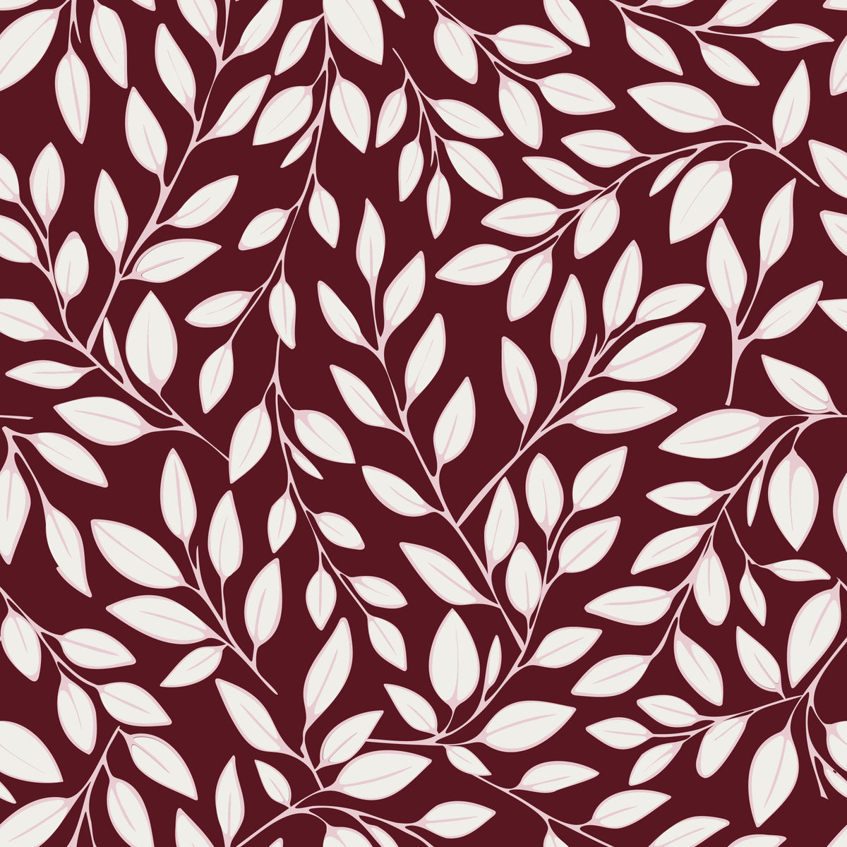 White Vines on Burgundy Wallpaper⁠ in your room — zoomed