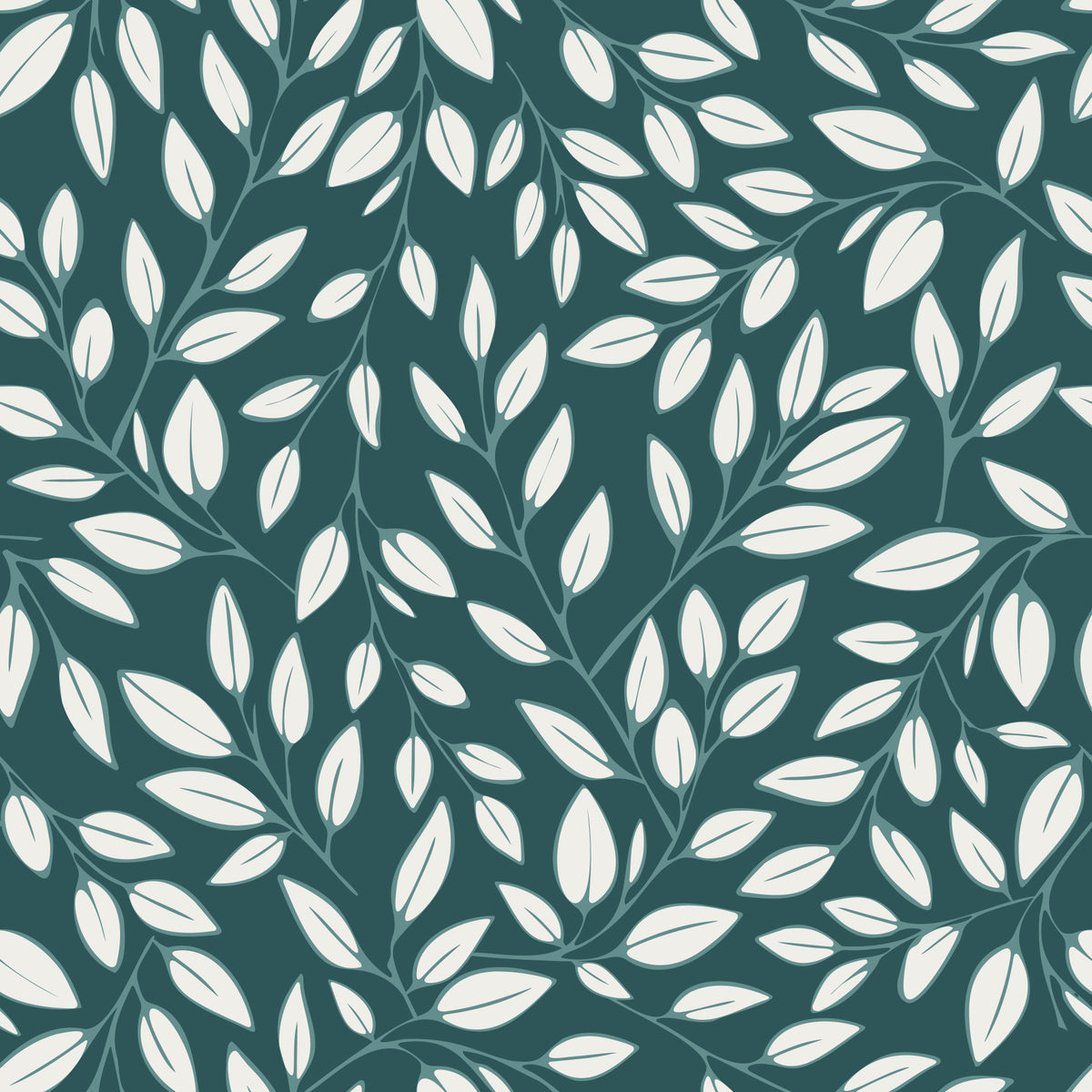 White Vines on Teal Wallpaper⁠ in your room
