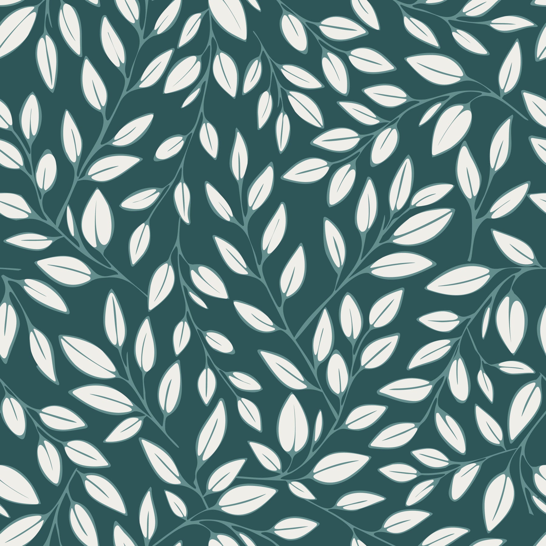 White Vines on Teal Wallpaper⁠