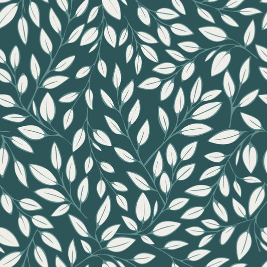 White Vines on Teal Wallpaper⁠