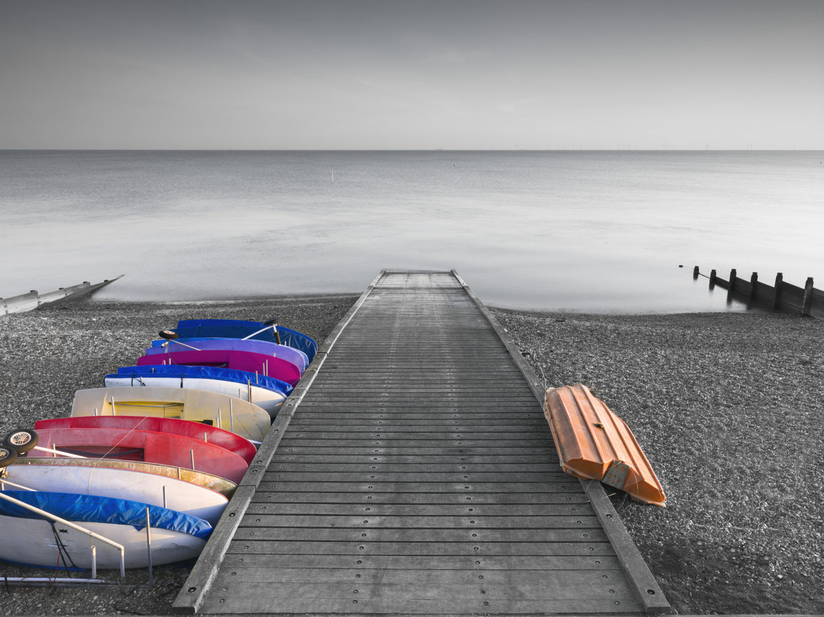 Kayaks on Pier Wall Mural in your room