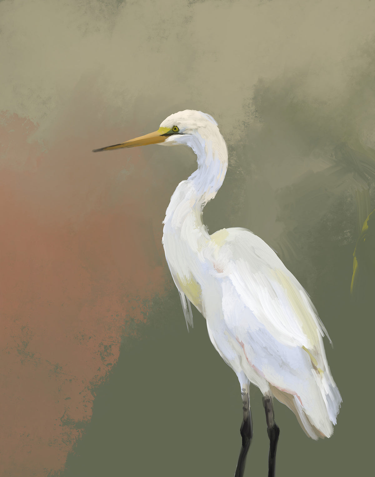 Egret Elegance Wall Mural in your room — zoomed
