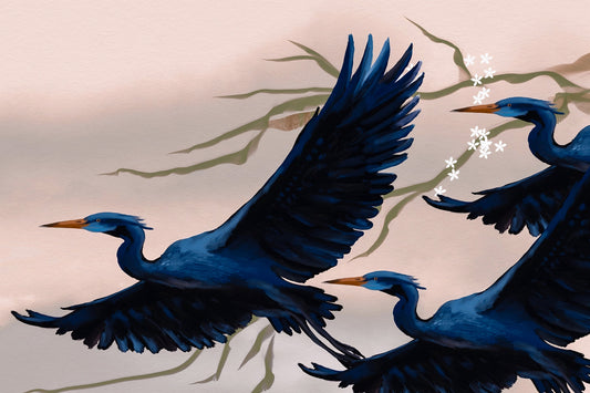 Heron's Bloom Wall Mural