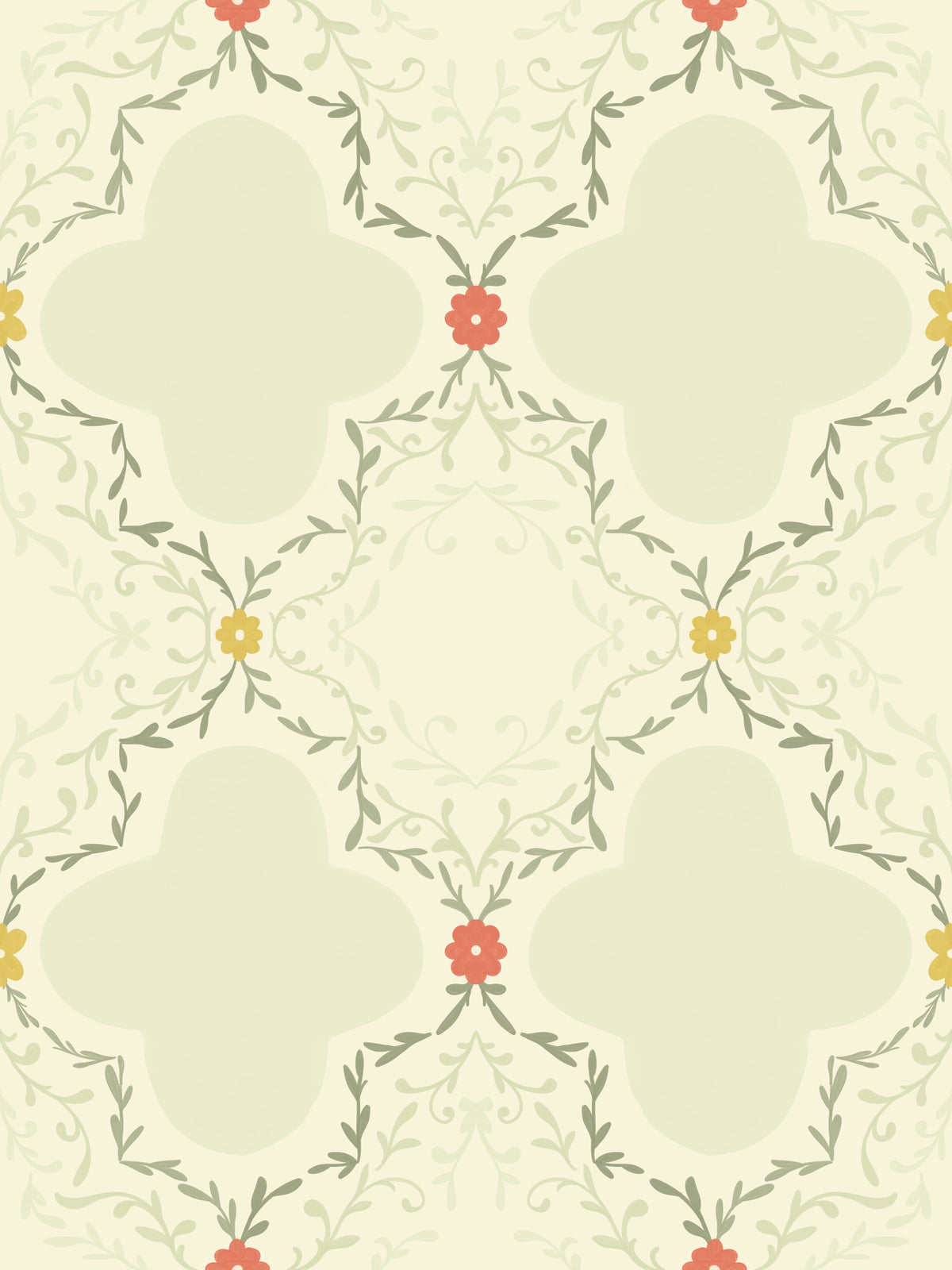 Quatrefoil Vines Wallpaper⁠ in your room — zoomed