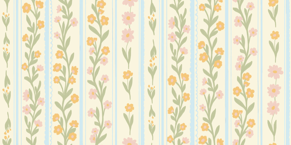 Blossom Stripes Wallpaper⁠ in your room — zoomed