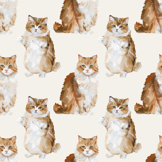 Fluffy tabby ginger cats handpainted oil painting pattern Wallpaper⁠