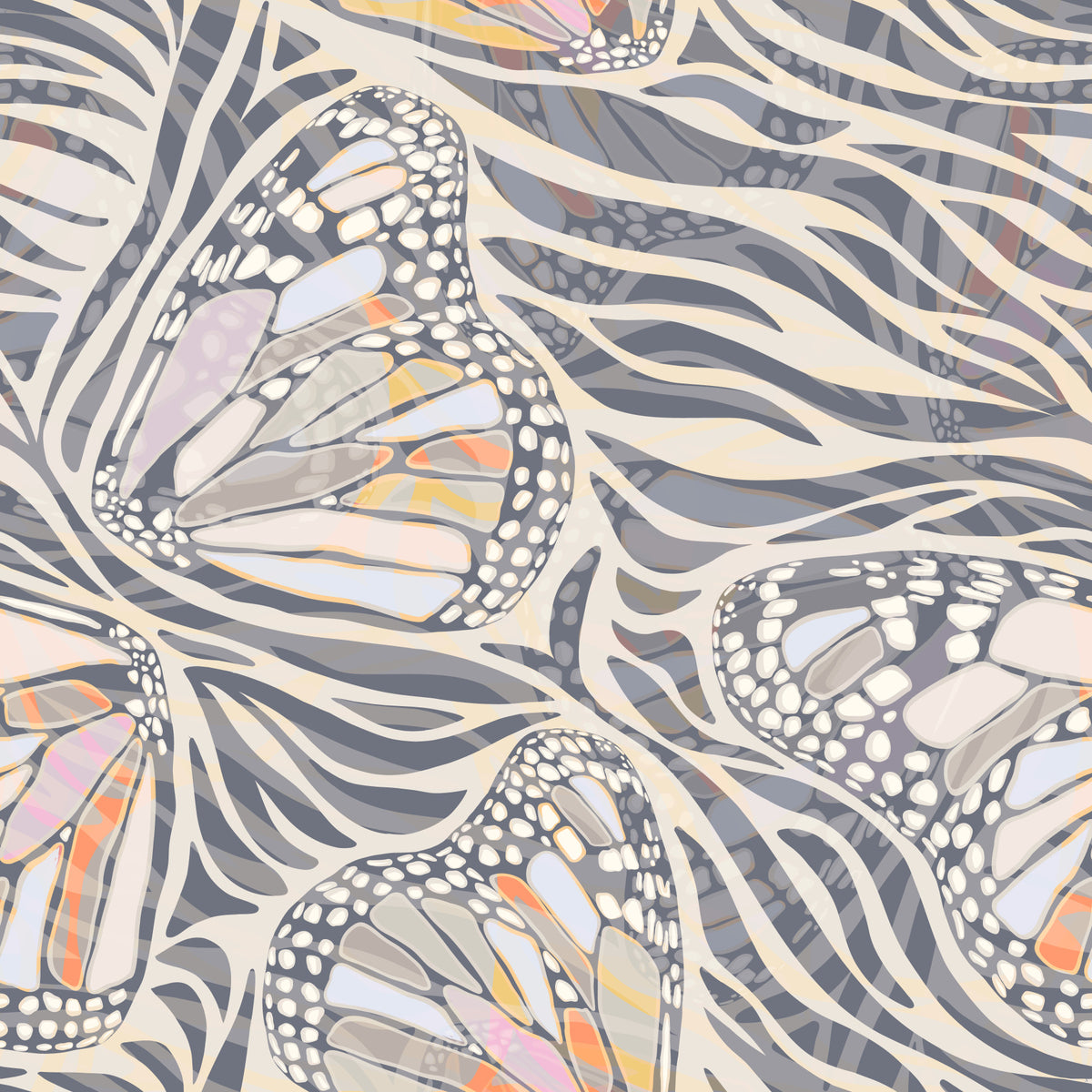 Zebra Butterfly Metamorphosis • Maximalist Boho in Earthy Pastels Wallpaper⁠ in your room