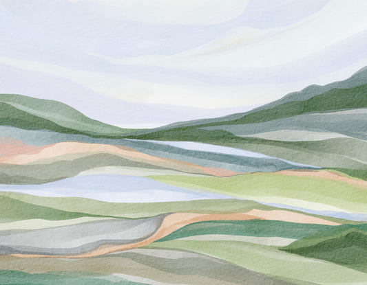 Watercolor Hillscape Wall Mural