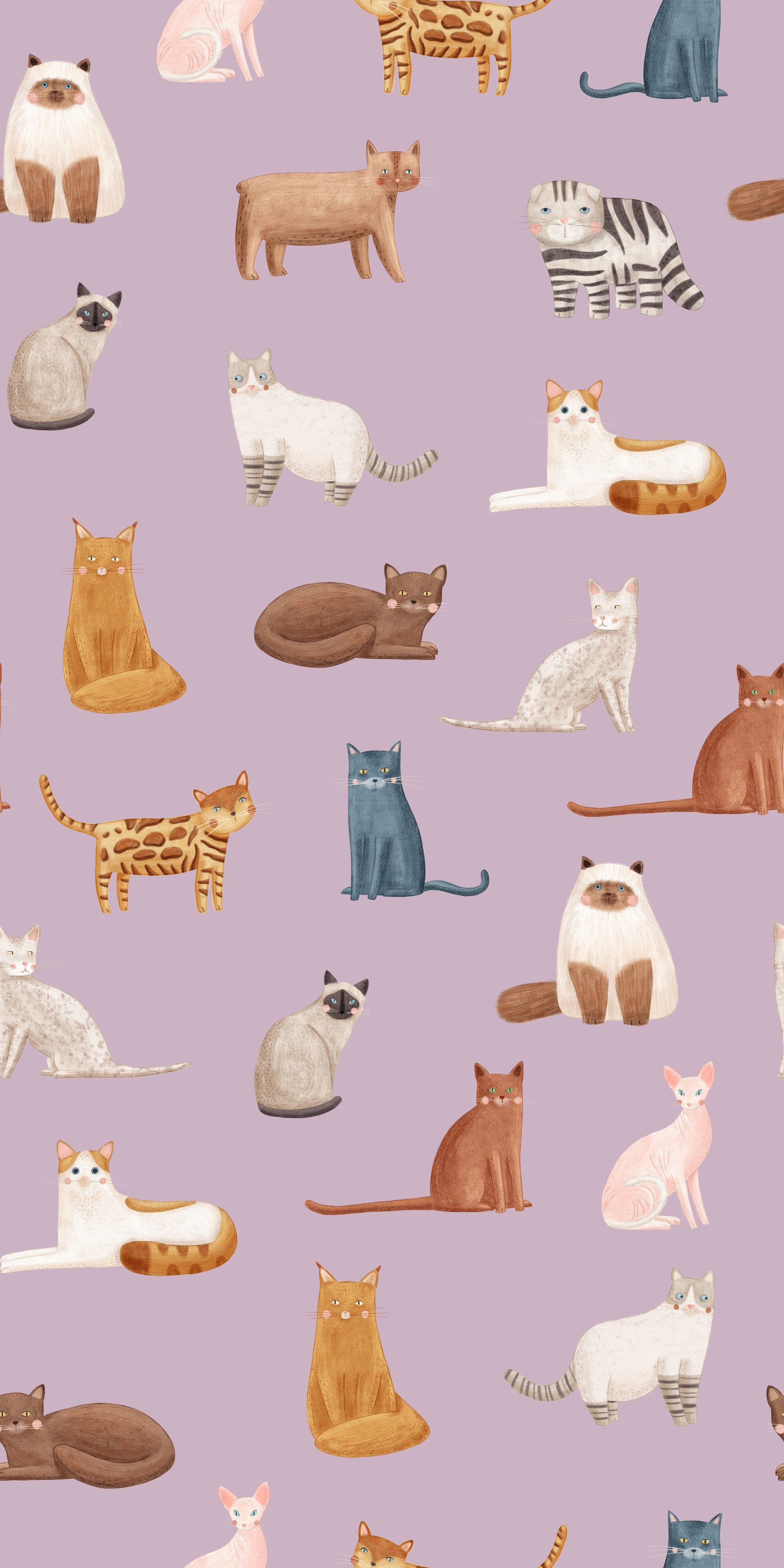 Whimsical Cat Parade Wallpaper⁠