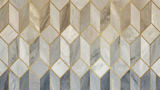 Gilded Stone Cubes Wall Mural
