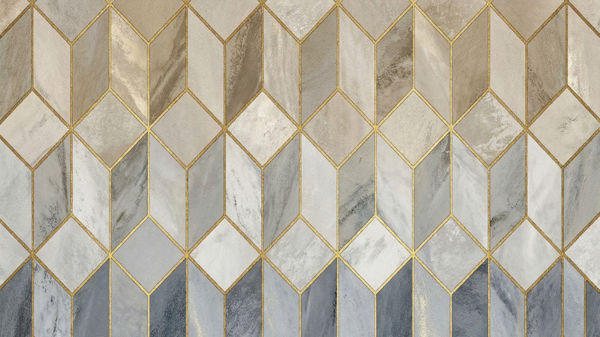 Gilded Stone Cubes Wall Mural
