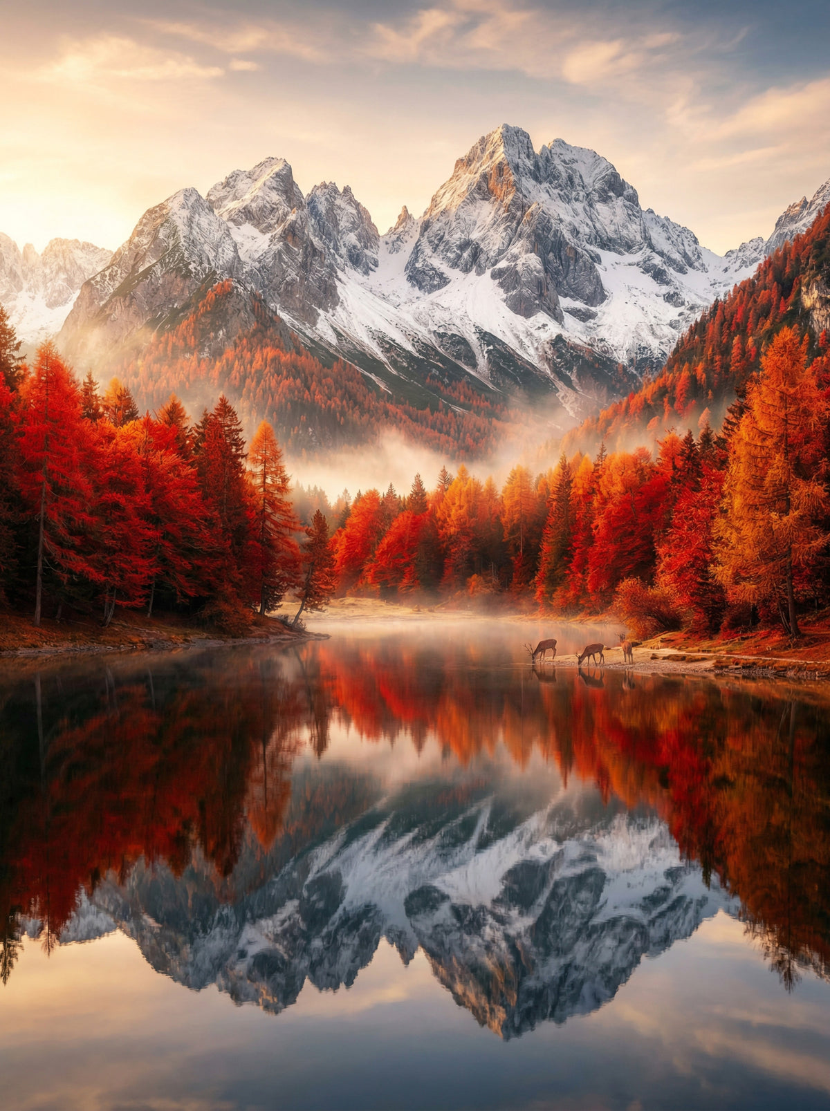 Autumn Reflections Wall Mural in your room — zoomed