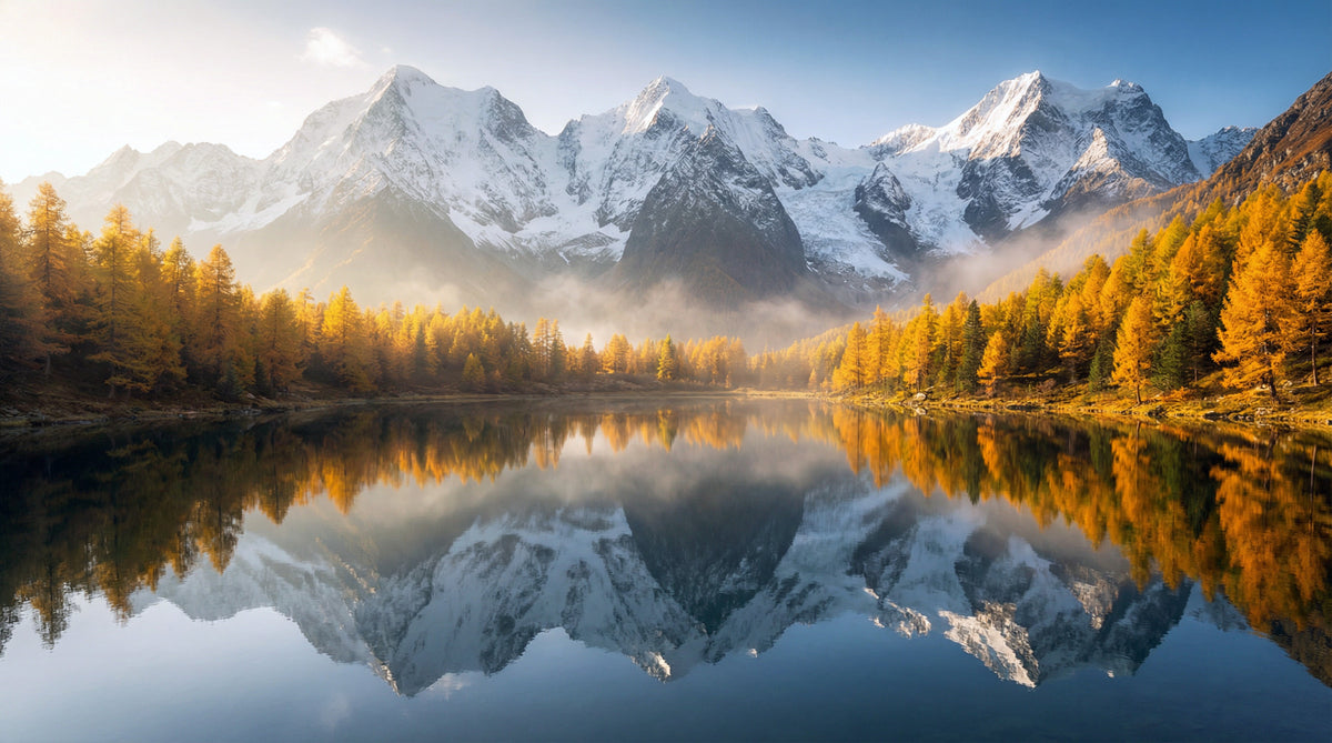 Mirror Mountain Vista Wall Mural in your room — zoomed
