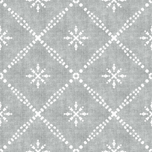 Boho Dotted Lattice Grunge Grey Clouds Wallpaper⁠