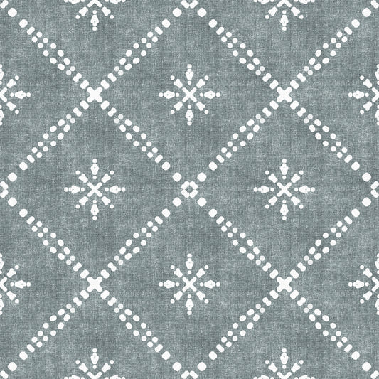 Boho Dotted Lattice Grunge Calming Blue Wallpaper⁠