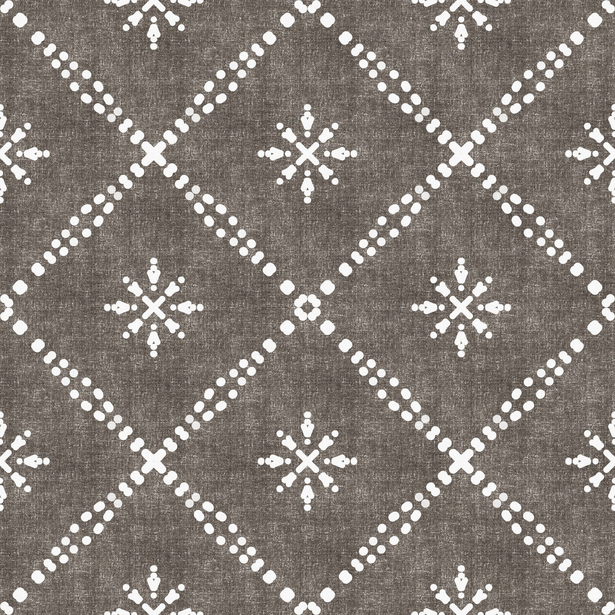 Boho Dotted Lattice Grunge Dark Bark Wallpaper⁠