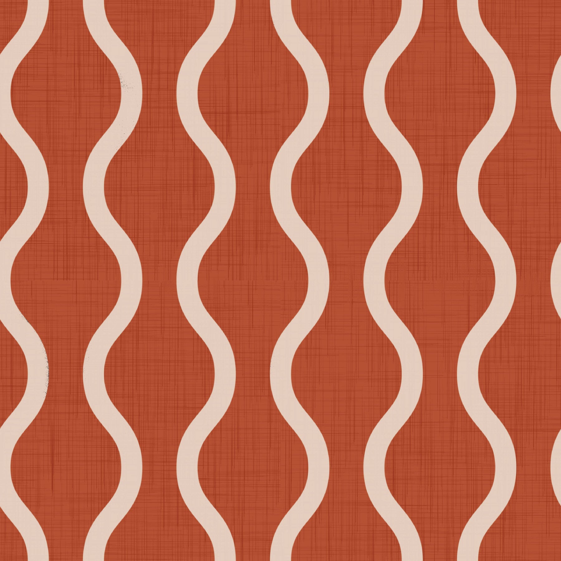 Cozy Scandi Folk Wavy Stripe Burnt Terracotta - Craft Stripe Wallpaper⁠