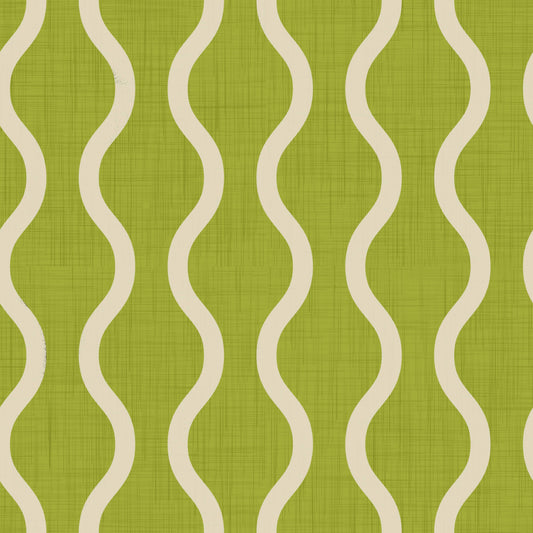 Cozy Scandi Folk Wavy Stripe Olive Chartreuse - Craft Stripe Wallpaper⁠