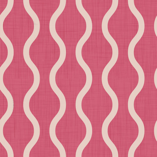 Cozy Scandi Folk Wavy Stripe Rose Clay - Craft Stripe Wallpaper⁠