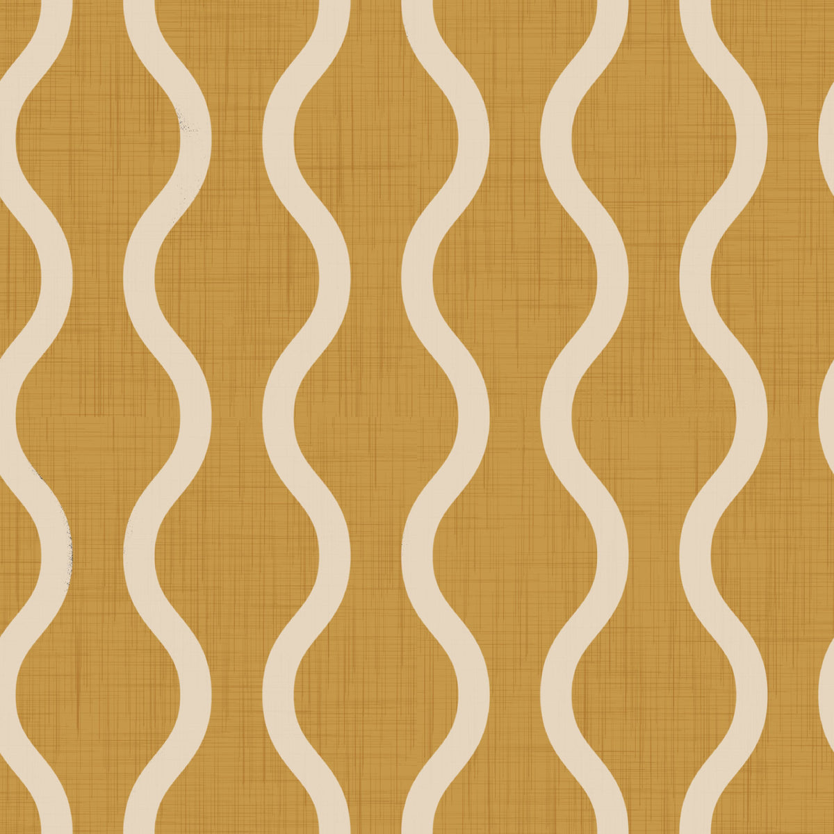 Cozy Scandi Folk Wavy Stripe Honey Mustard - Craft Stripe Wallpaper⁠ in your room