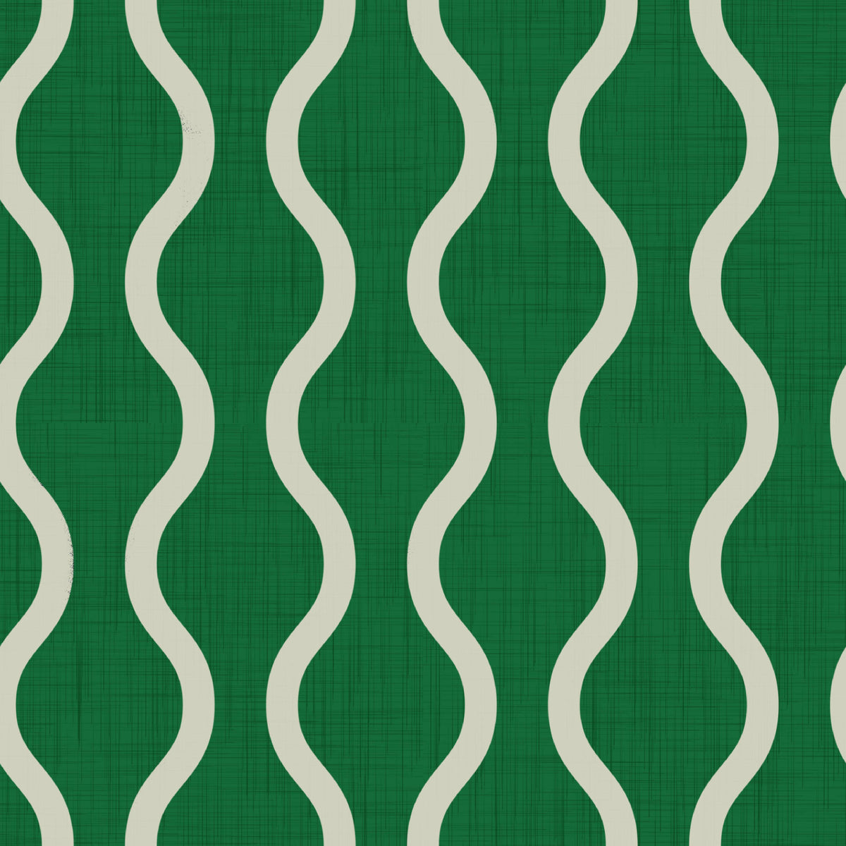 Cozy Scandi Folk Wavy Stripe Forest Green - Craft Stripe Wallpaper⁠ in your room